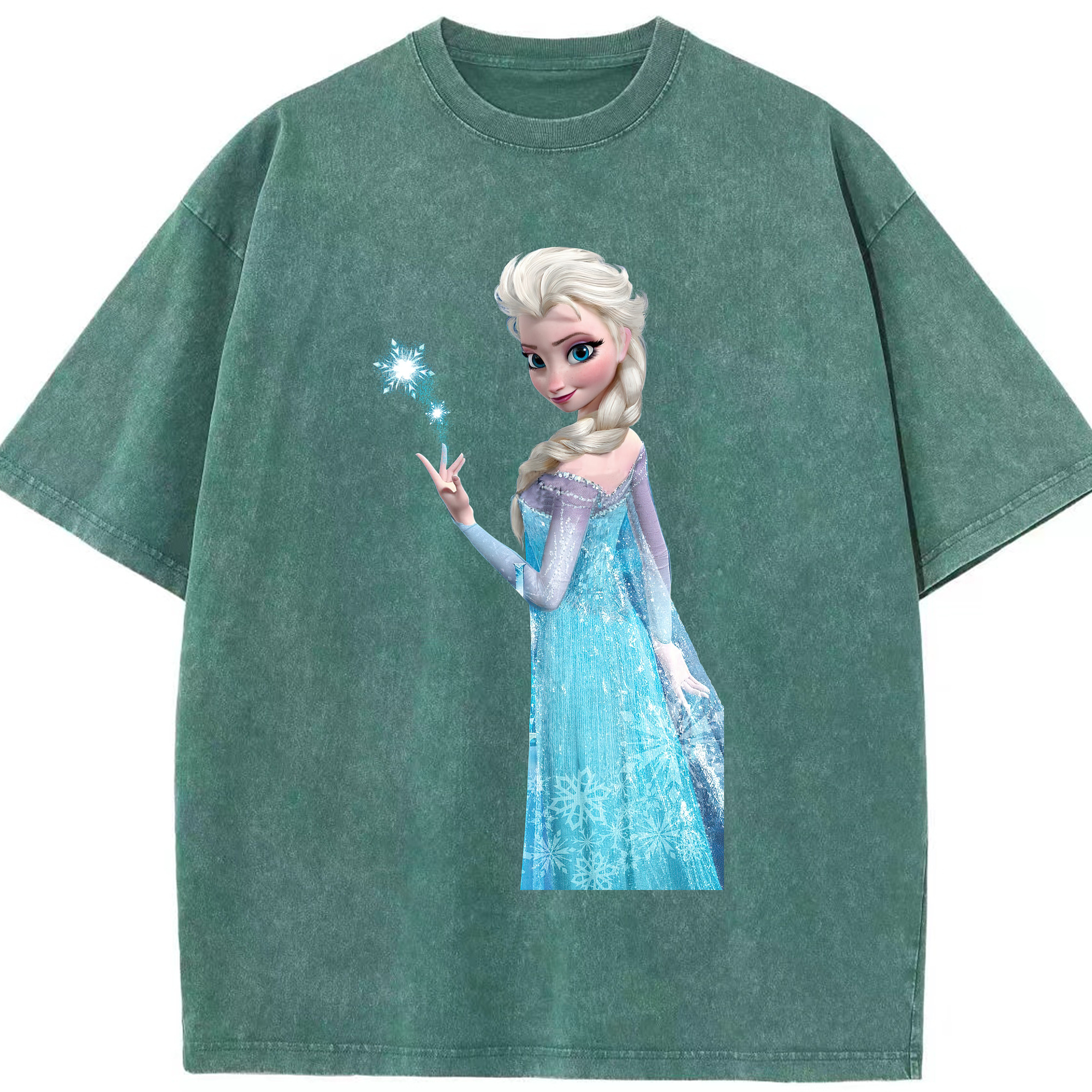 （画像用） アナと雪の女王 アンナ エルサ Frozen Anna Elsa 綿100% ヴィンテージ風 半袖Tシャツ（フロントプリント）